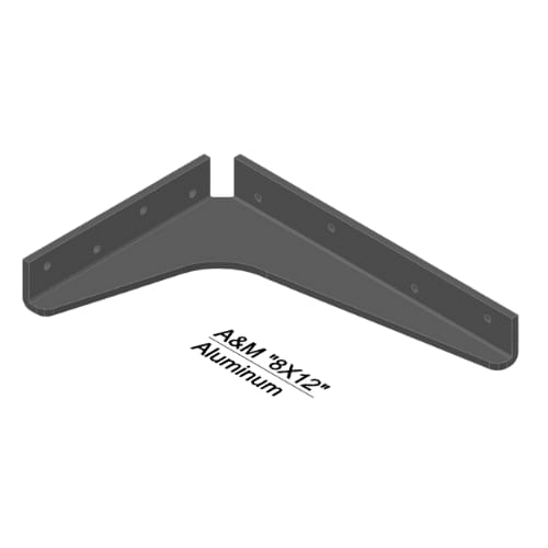 8 inch x 12 inch - Shelf Support Bracket - Brushed Aluminum - A and M Hardware